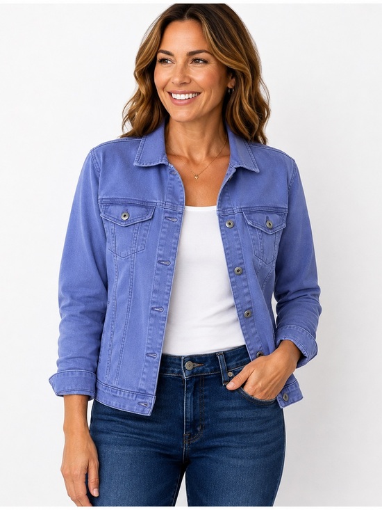 Chico's Jackets & Blazers - Chico's Periwinkle Blue Lightweight Cotton Jacket Size 1/Medium
